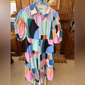 Crosby by Mollie Burch Colorful Geometric Button-Down Dress